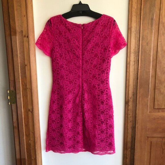 RALPH LAUREN Fuchsia Lace Sheath Short Sleeve Dress 10 - Picture 6 of 15